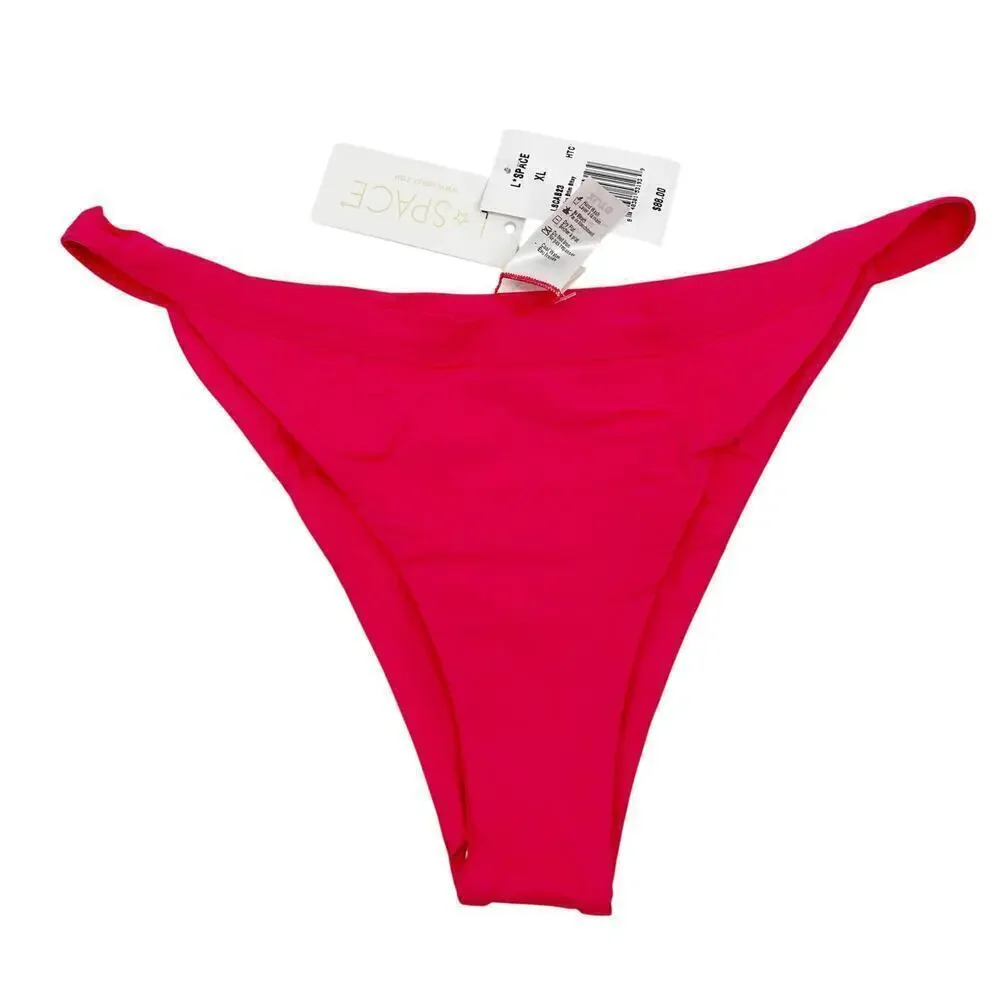 L*Space Camdyn Bikini Bottoms High Cut Bitsy Size XL Hot Cherry NEW With Tags!